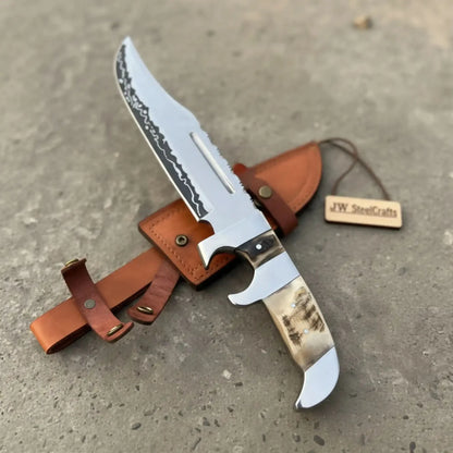 Frontier Bowie Knife 8 Inch blade Clip Point Carbon Steel Blade | Hunting Outdoor
