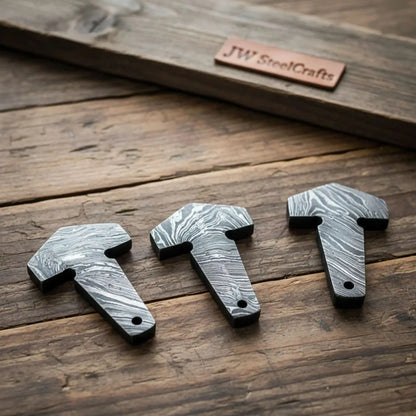 Handmade Damascus Steel Thor's Hammer Pendant Set | Viking Mjolnir Necklace Collection
