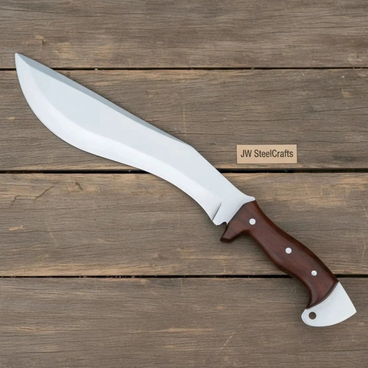 Handmade Gurkha Kukri Knife - Wooden Handle & Curved Blade for Outdoor & Survival Use
