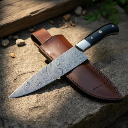 Handmade Gyuto Chef Knife|Damascus Steel-Black Handle Sharp and Reliable