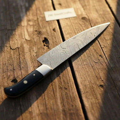 Handmade Gyuto Chef Knife|Damascus Steel-Black Handle Sharp and Reliable