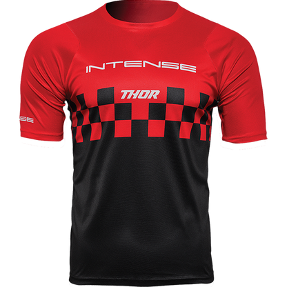 Men's INTENSE x THOR MTB Assist Chex Red/Black Short Sleeve Jersey