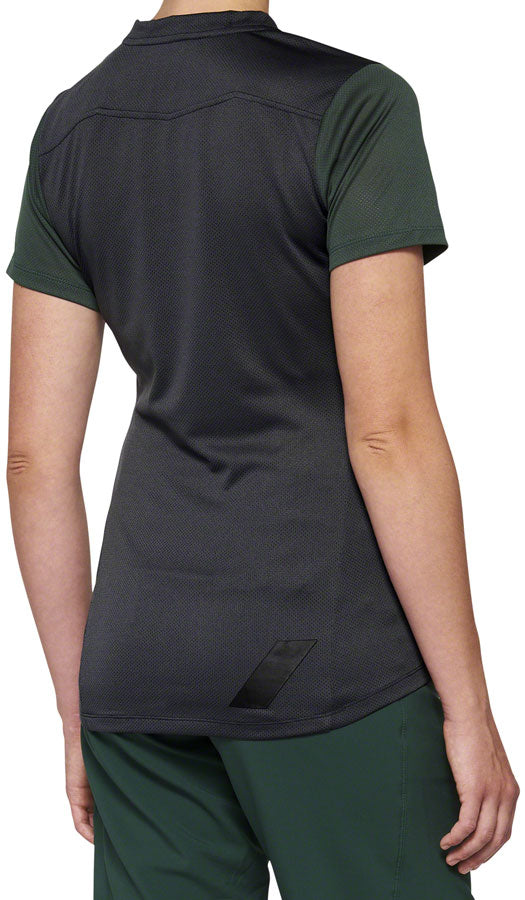 100% Ridecamp Jersey - Charcoal/Green Short Sleeve Women's X-Large