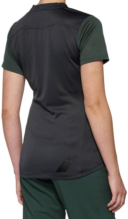 100% Ridecamp Jersey - Charcoal/Green Short Sleeve Women's X-Large