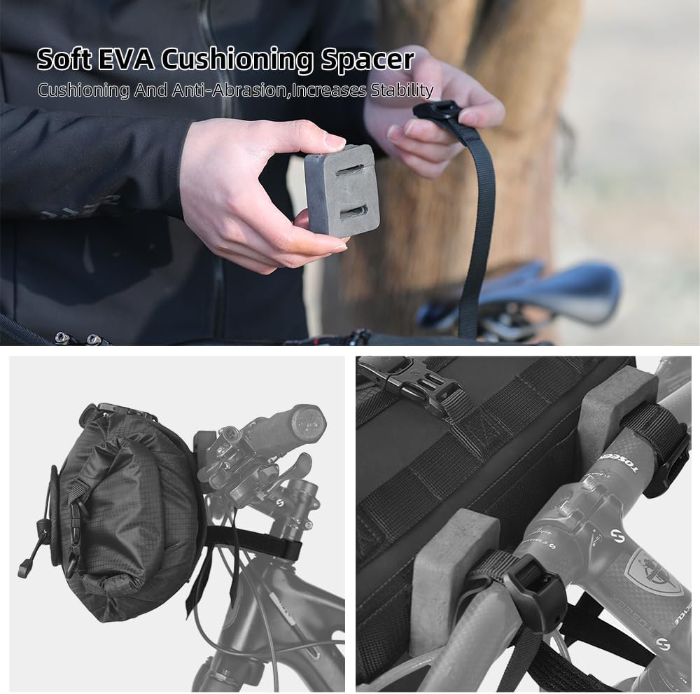 Rhinowalk Handlebar Bag Bicycle Front Bag Lightweight Waterproof Roll Bag 12L with Shoulder Strap RK9300