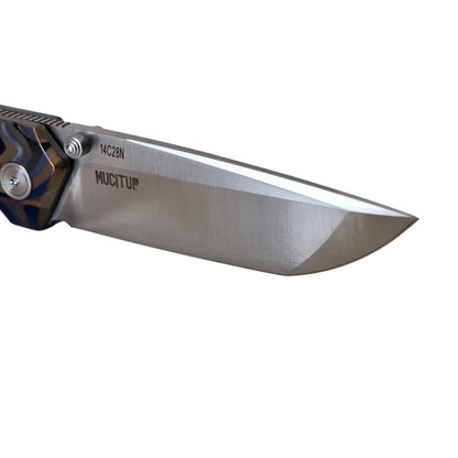 MUCITUP Rift Ti Titanium Folding Knife 14C28N Front Flipper EDC 7.25"