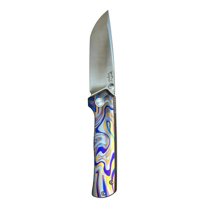 MUCITUP Rift Ti Titanium Folding Knife 14C28N Front Flipper EDC 7.25"