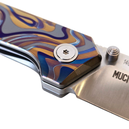 MUCITUP Rift Ti Titanium Folding Knife 14C28N Front Flipper EDC 7.25"