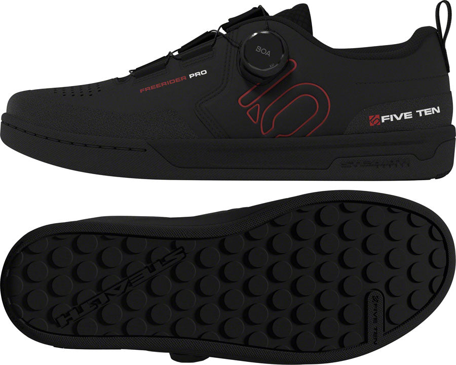 Five Ten Freerider Pro BOA Flat Shoes - Men's Core Black/Red/FTWR White 10.5
