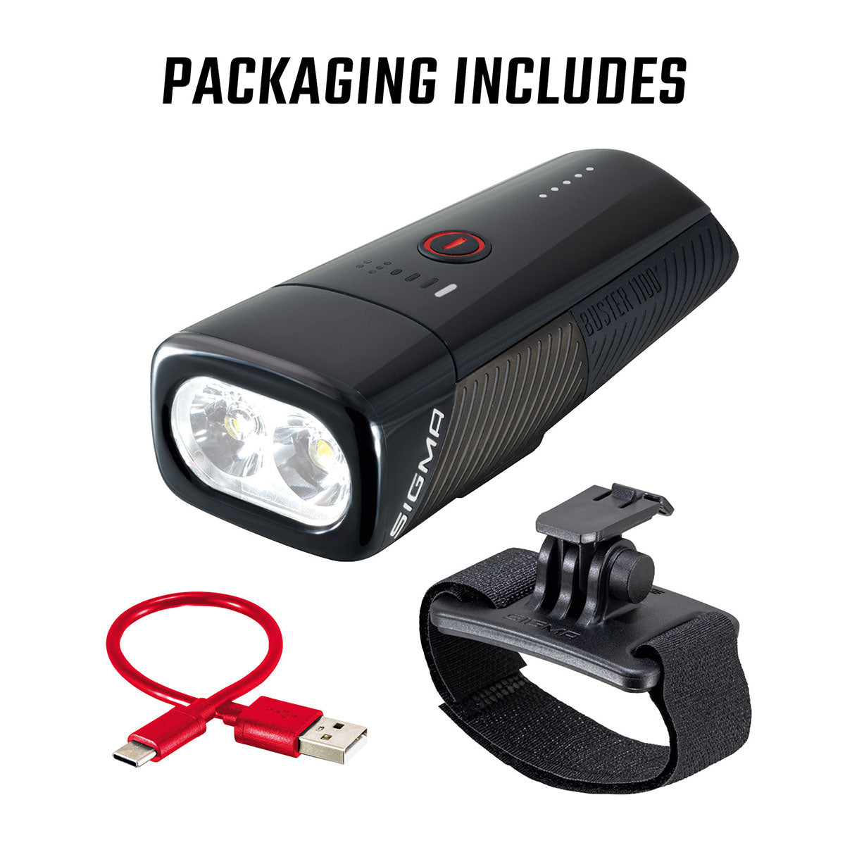 SIGMA BUSTER 1100 – Bike Front Light w/ Handlebar Mount or Helmet Bracket