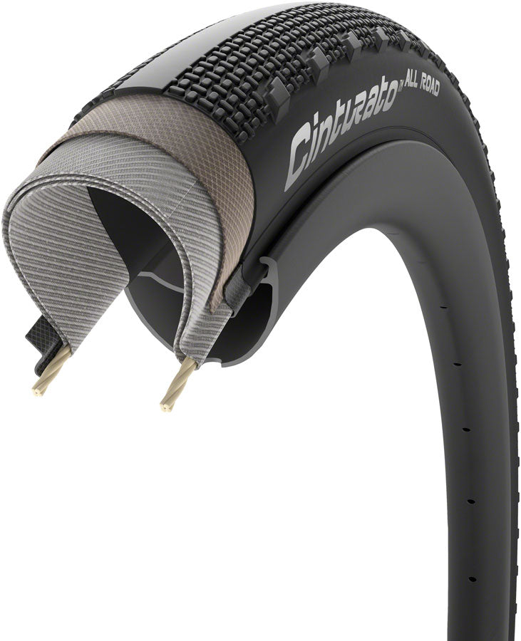Pirelli Cinturato All Road Gravel Tire 700x50C Folding Tubeless Ready PROCompound Gravel ProWALL Gravel 60TPI Black