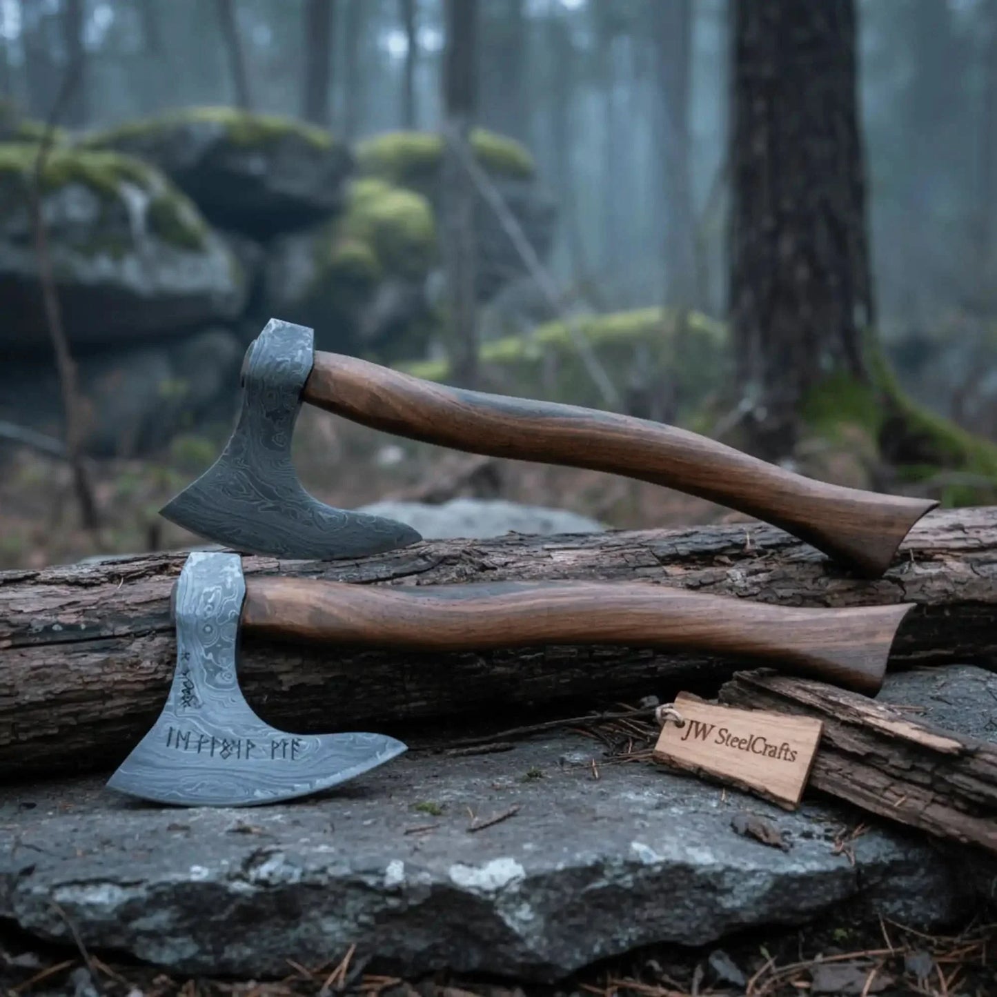 Set of Two Bearded Axes 20 Inch Curved Handles
