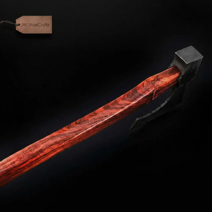 Pattern-Welded Damascus Viking Bearded Axe for Heavy Chopping and Trail Use