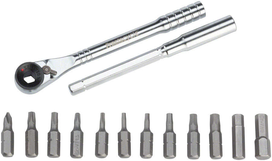 Prestacycle T-Handle Ratchet Deluxe 3-Way Ratchet T-Handle Tool Kit 12 Piece Bit Set