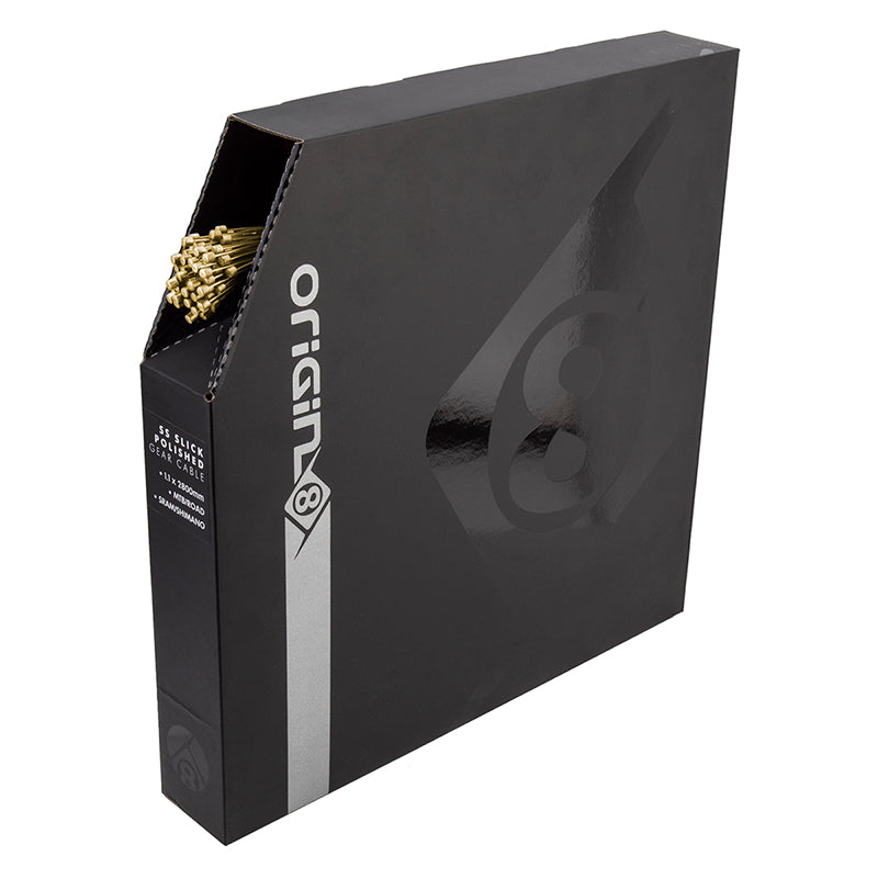 Origin8 SS SuperSlick Nano Gear Cable Front or Rear 2800mm 1.1mm SS Gold Box of 50 MTB/Road
