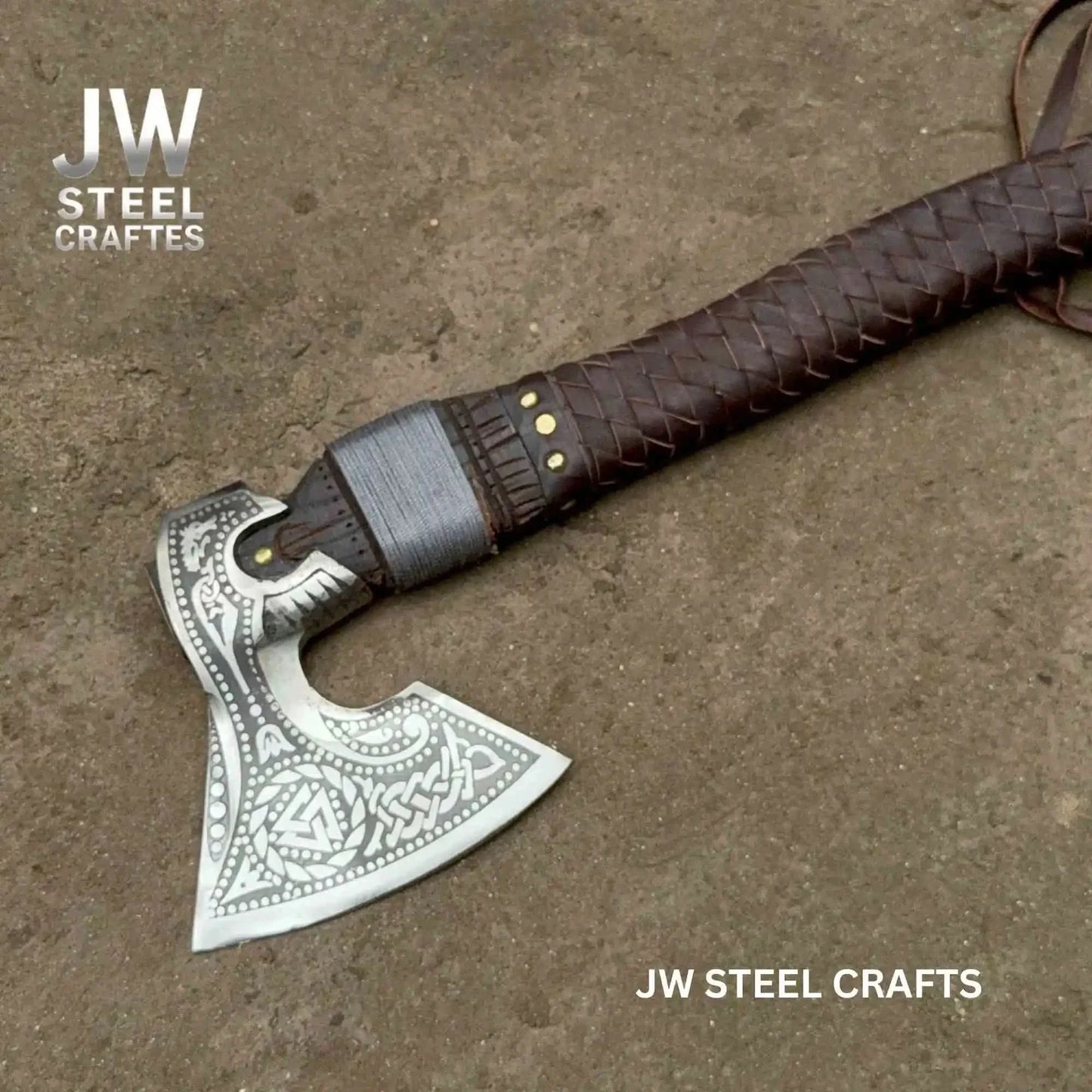 Viking Style Engraved Axe | Handcrafted Leather Wrapped Handle