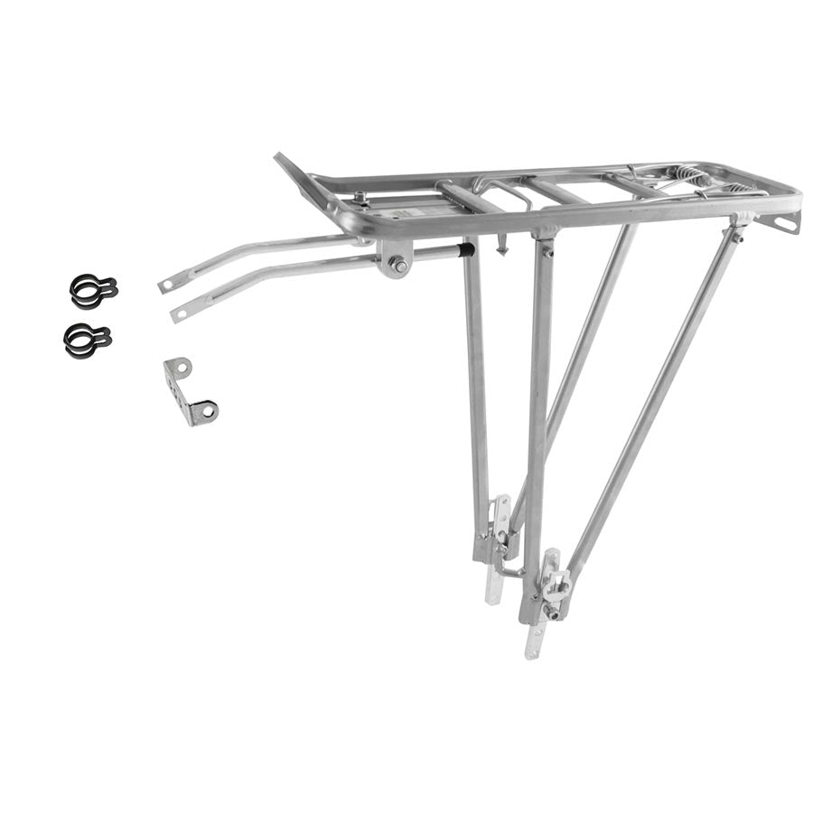 M-Wave Screw-On II A Rear rack with spring clamp Silver Fits 24'' to 28'' Max load 55lbs SIlver