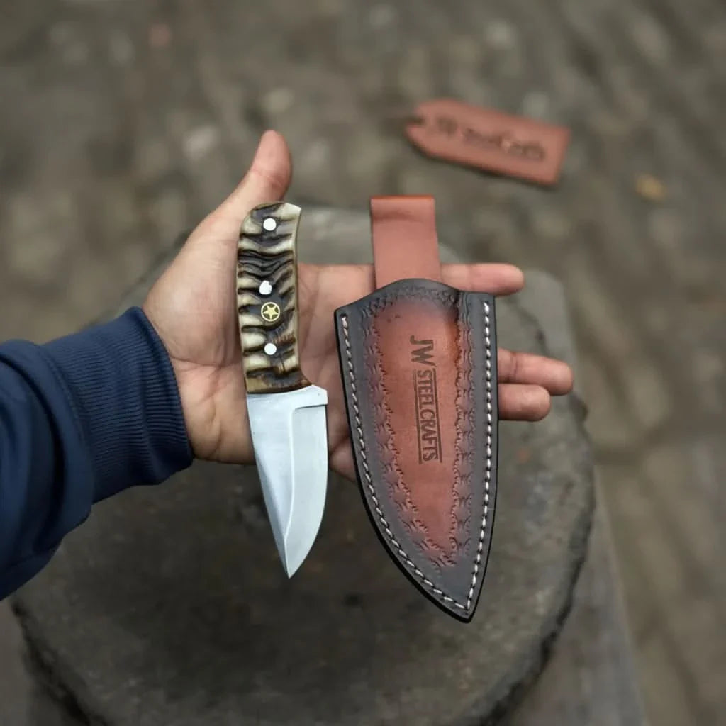 Compact Outdoor Knife – Stainless Steel Blade | Ram Horn or Wengi Wood Handle | JW SteelCrafts