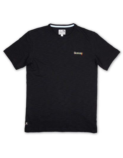 BORING EMBROIDERY - BLACK SLUB PIMA TEE