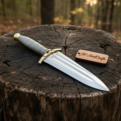 Handmade Carbon Steel Dagger Knife with Mirror Polished Blade