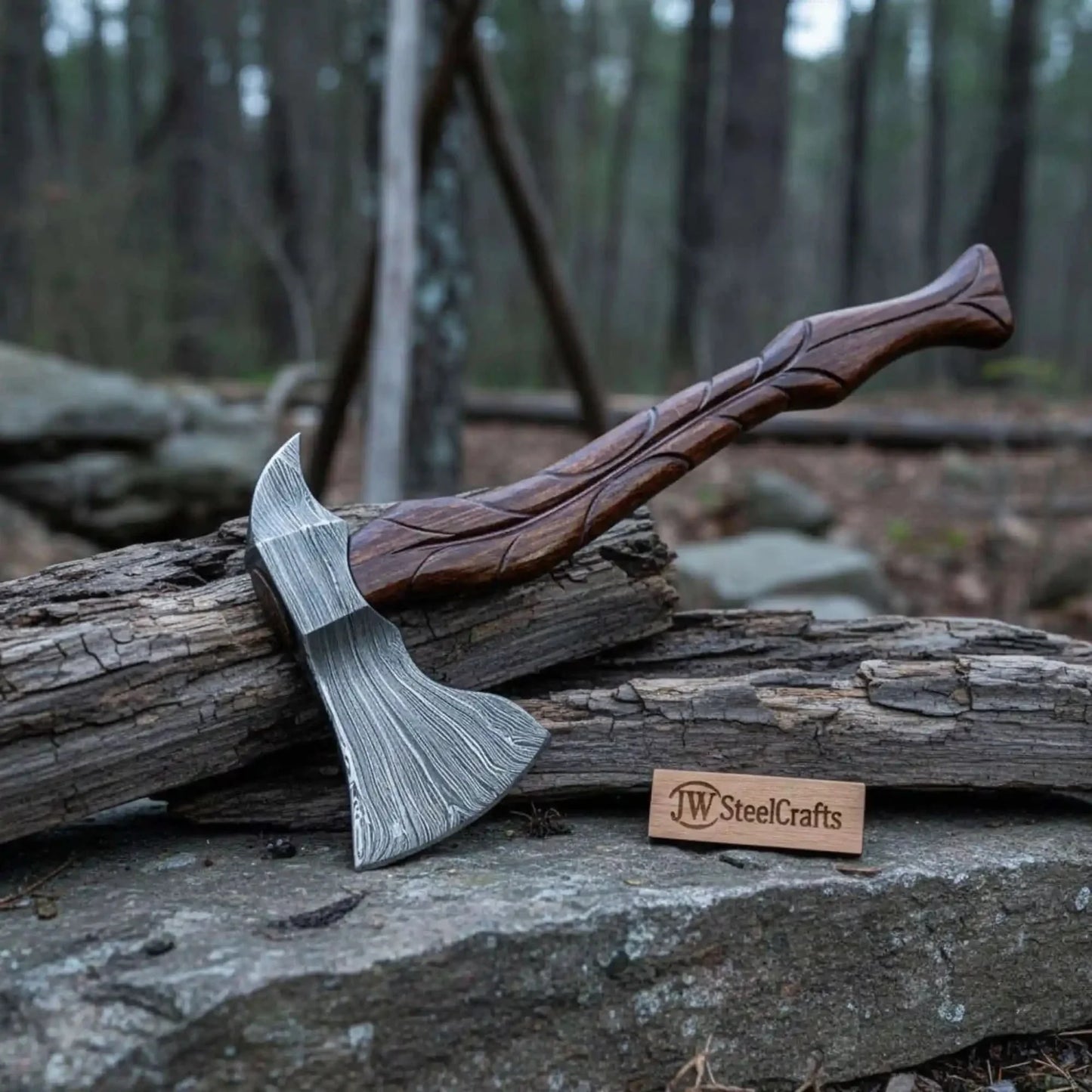 Collector’s Viking Skeggøx Bearded Axe, Historic Scandinavian Pattern in Damascus