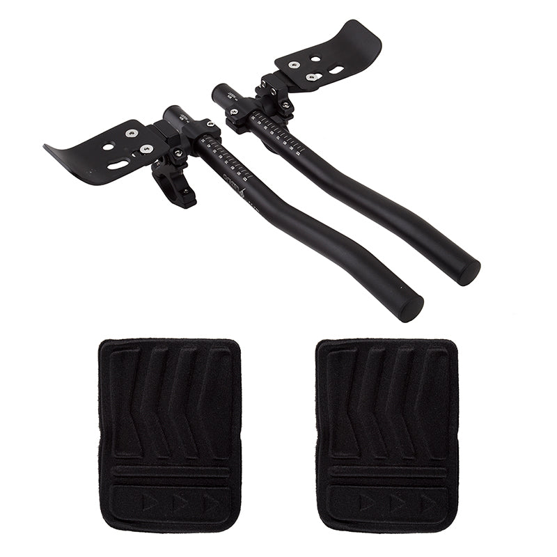 Origin8 Full Tri Clip-On Bars 25.4mm - 31.8mm 280mm x Ø22.2mm 44mm Black Aero Bars AL6061