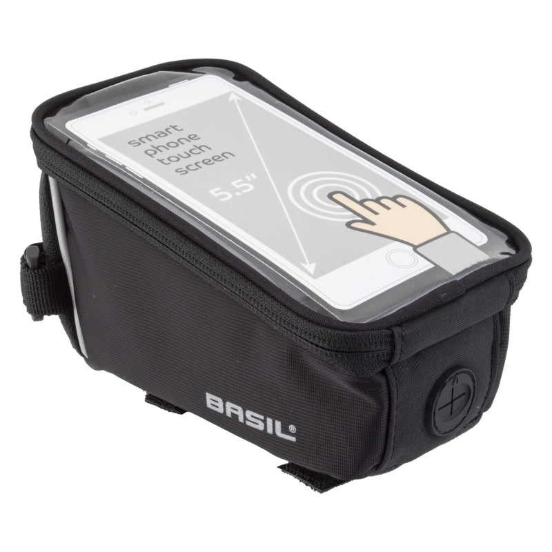 Basil Sport Design Frame Bag Velcro Straps 7.5x4.3x4.3` 5.5` Phones Black 61 c.i.