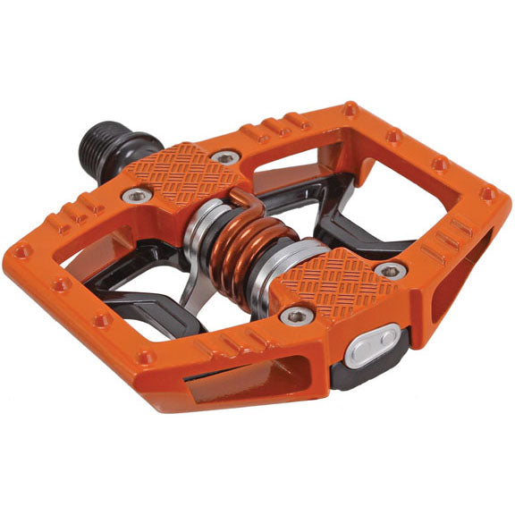 Crankbrothers Double Shot 2 Pedals - Single Side Clipless Platform Aluminum 9/16" Orange