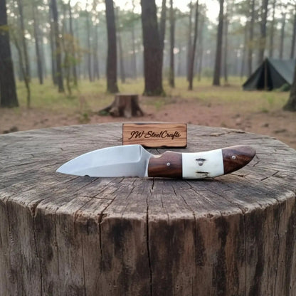 Handmade Skinner Knife Deer Horn Handle Fixed Blade Hunting Knife