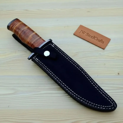 Custom Damascus Utility Bowie Knife Handmade