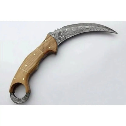 Custom Handmade Damascus Steel  Full Tang Karambit Knife