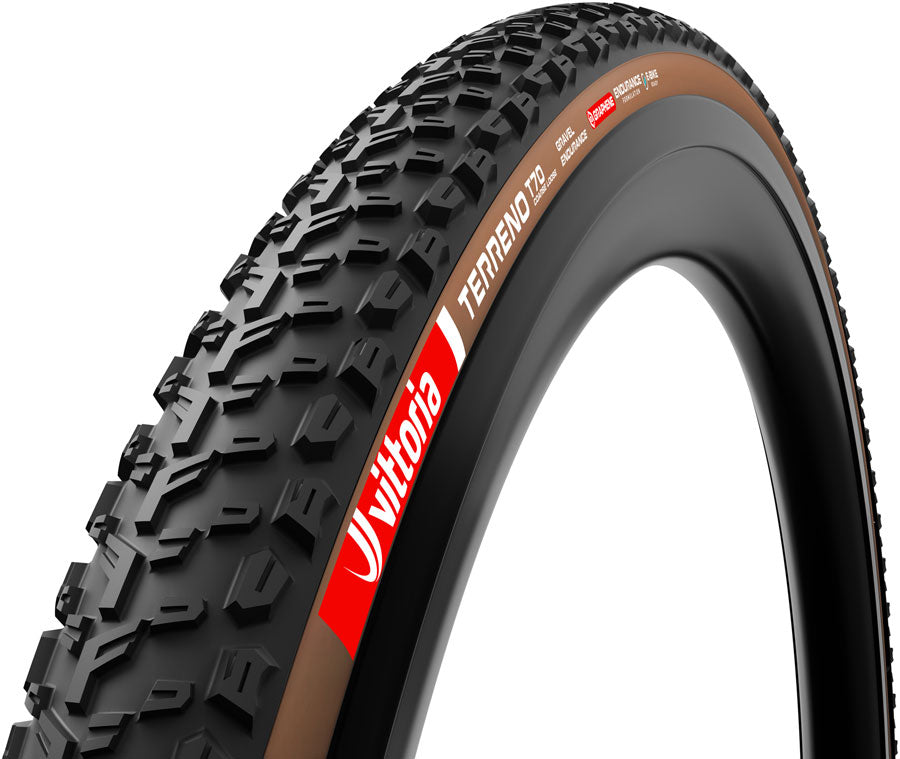 Vittoria Terreno T70 Coarse Loose Tire - 700 x 50 Tubeless Folding BLK/Brown Gravel Endurance Graphene G2.0 E-Bike