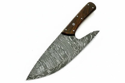 Damascus Steel Mini Cleaver Chef Knife with Rosewood Handle – 10 Inch Overall