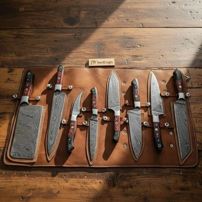 8-Piece Damascus Kitchen Knife Set wit 7 to 13 Inch Blades