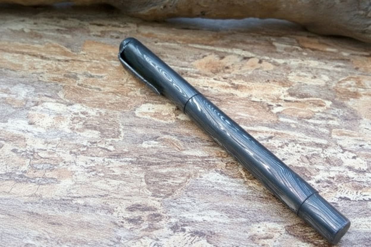 Damascus Knife Handmade - 05'' Damascus steel pen Parker ink filler DE-0081
