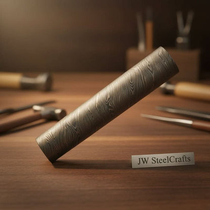 4.10 Inch Damascus Steel Round Bar Rod for Ring Making