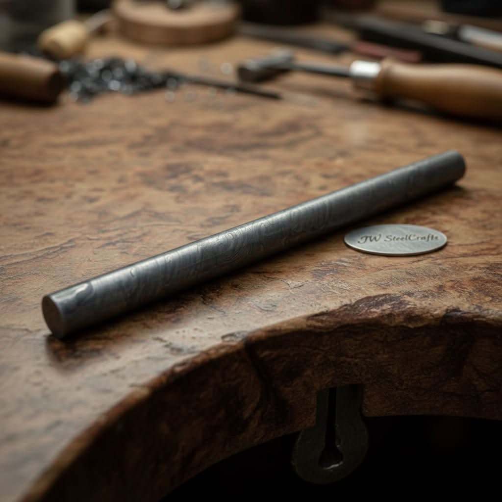 Damascus Steel Round Billet Rod For  Guard , Rings And Jewelery Making/ Raw Materials for Jewelery DK-0126