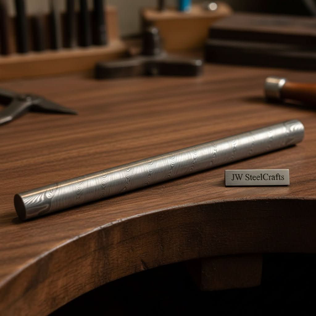Damascus Steel Round Billet Rod For  Guard , Rings And Jewelery Making/ Raw Materials for Jewelery DK-0126
