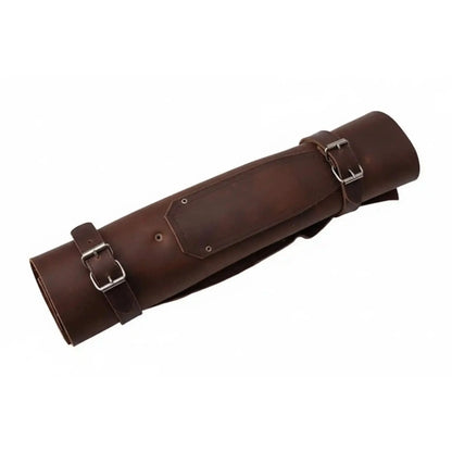 Hand-Forged Damascus Chef Knife Set with Leather Roll & Sharpening Rod - Rosewood Handle Collection