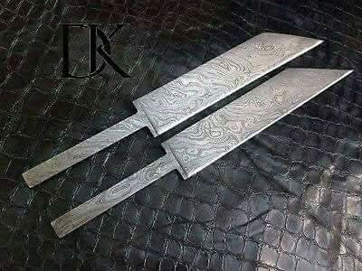 DK-0030 Lot of 2 Custom Handmade Damascus Steel Seax knife Blank Blades/ Knife making