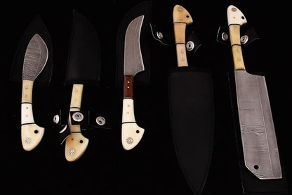 EST Custom Handmade Damascus Steel Beautiful 5Pcs. Kitch DK-0011