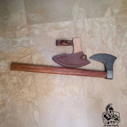 Damascus Steel Scandinavian Working Bearded Axe with Crescent Edge | JW SteelCrafts