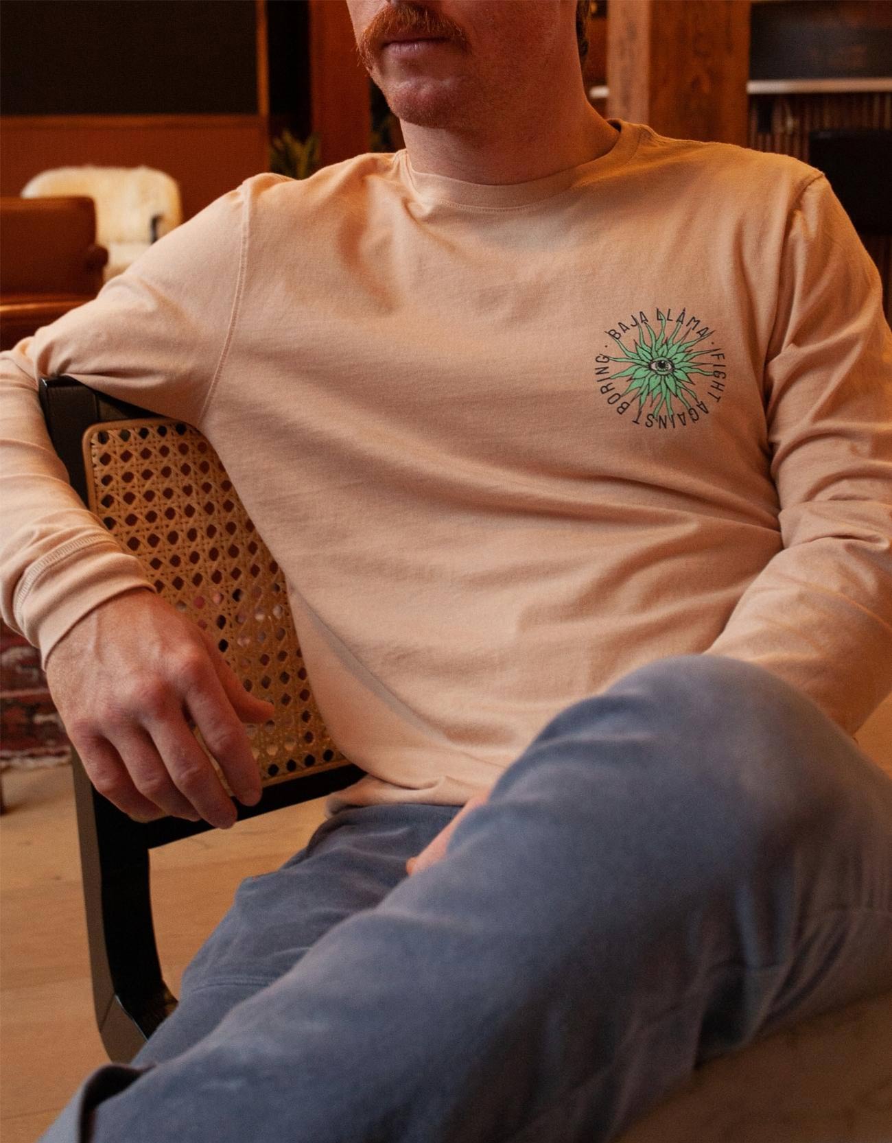 EYE SEE A SUCCULENT LONG SLEEVE TEE - CHAMPAGNE