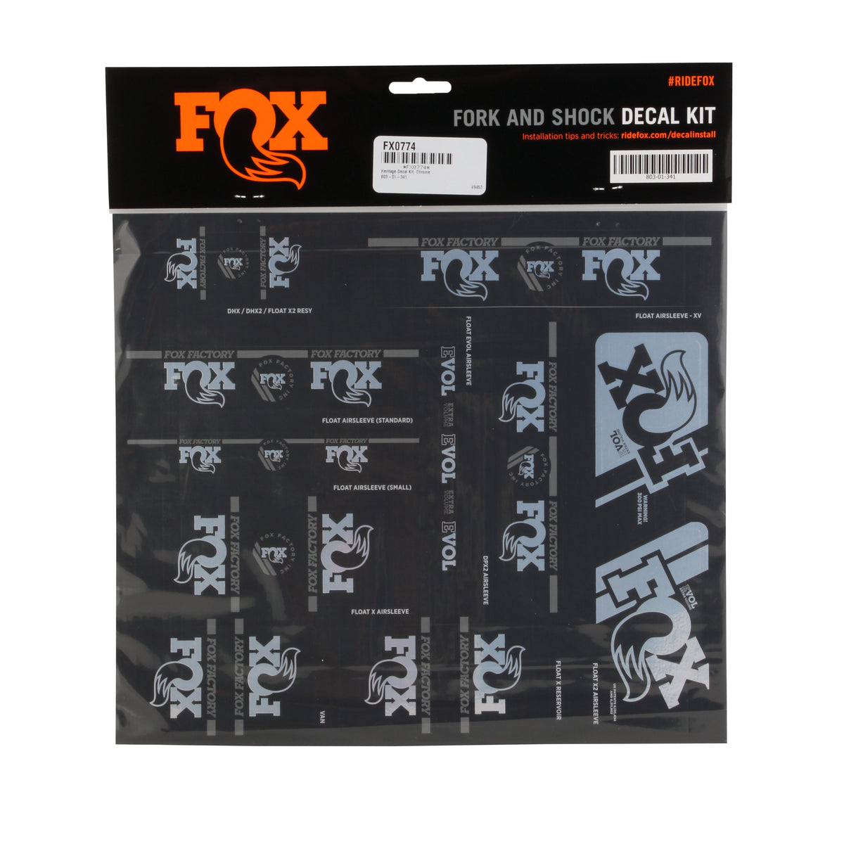 Fox Shox Heritage Decal Kit Chrome