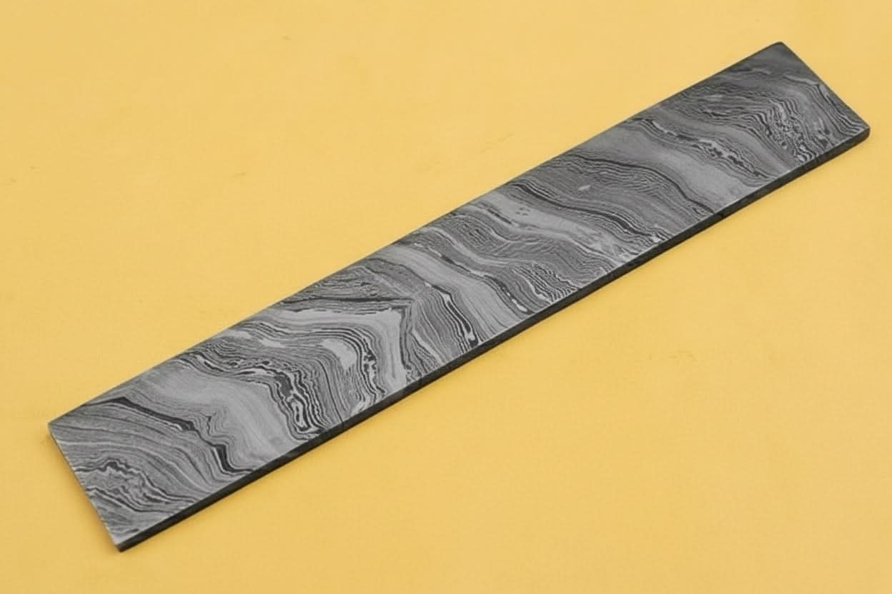 9 Inch Damascus Steel Billet Bar 2 Inch Wide Pattern Welded Blank for Knife and Blade Making