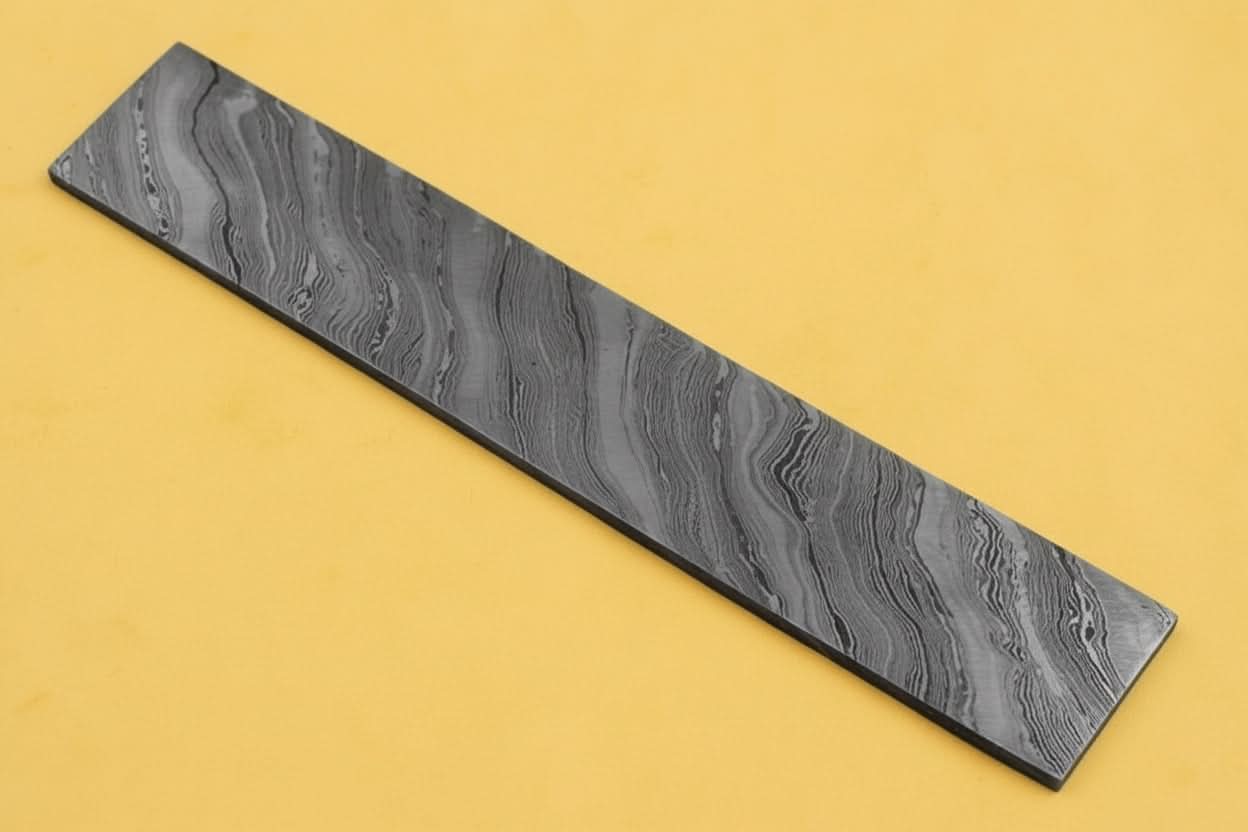 9 Inch Damascus Steel Billet Bar 2 Inch Wide Pattern Welded Blank for Knife and Blade Making