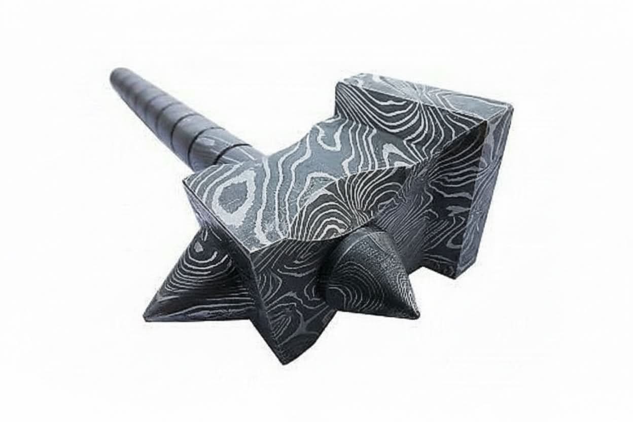 Hand made damascus steel viking hammer