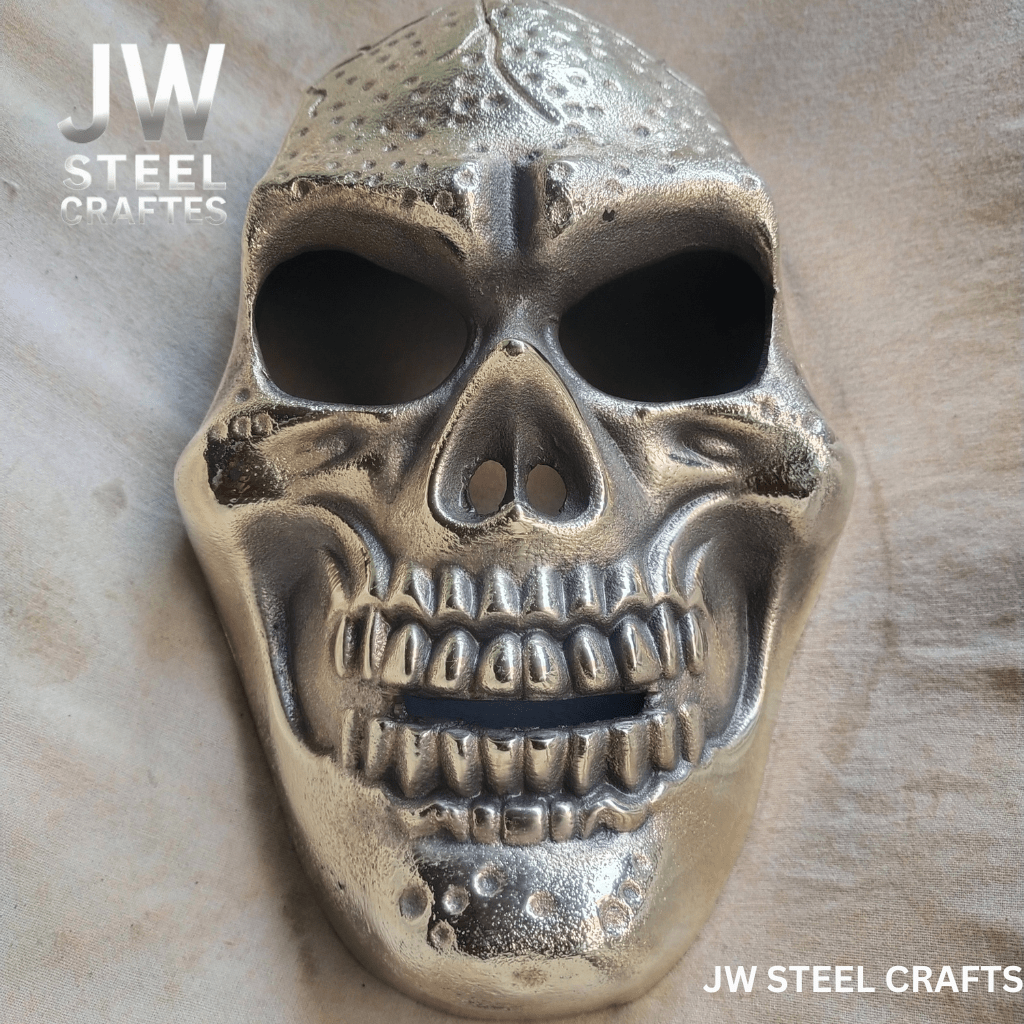 Handcrafted Metal Skull Mask: Choose Copper, Chrome or Antique Finish