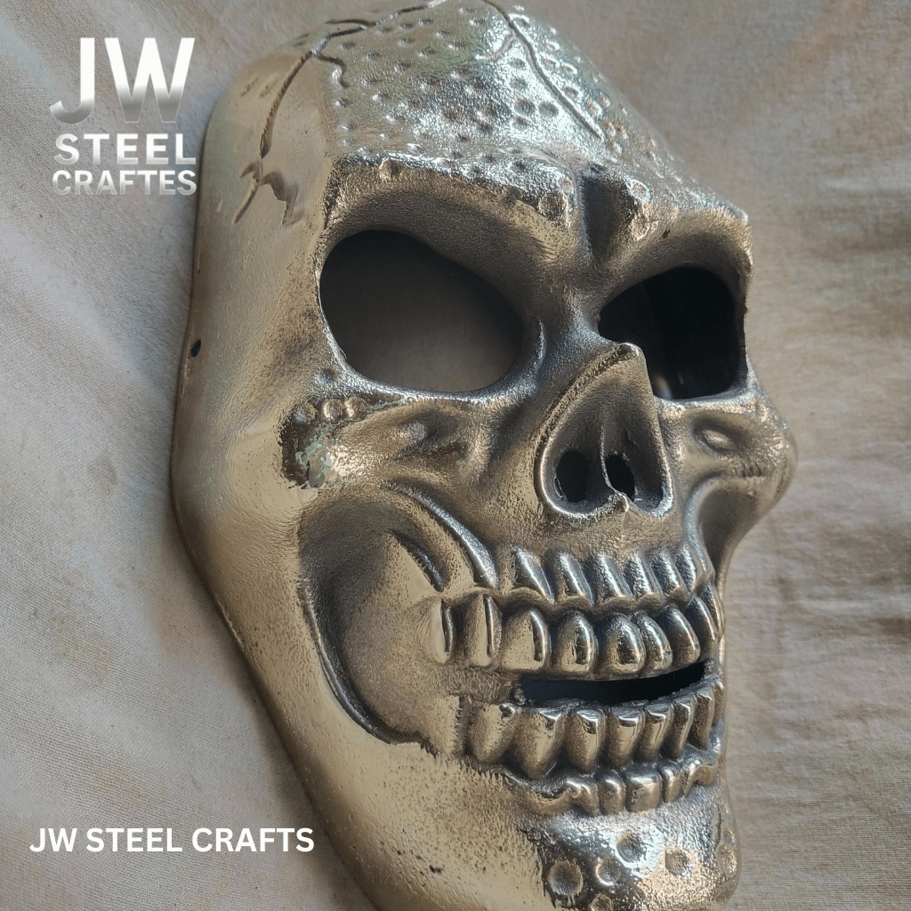 Handcrafted Metal Skull Mask: Choose Copper, Chrome or Antique Finish