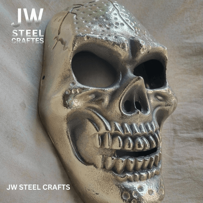 Handcrafted Metal Skull Mask: Choose Copper, Chrome or Antique Finish